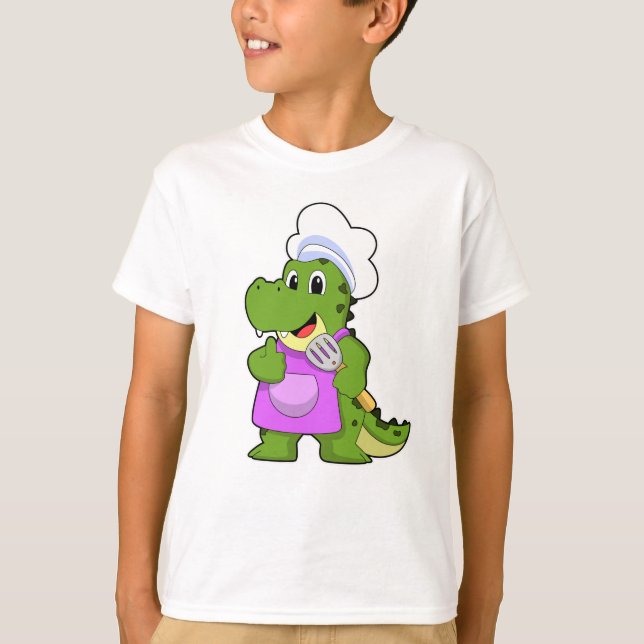 Camiseta Crocodilo como Cozinhar com Espatula (Frente)