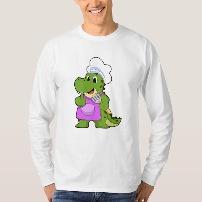 Camiseta Crocodilo como Cozinhar com Espatula (Frente)