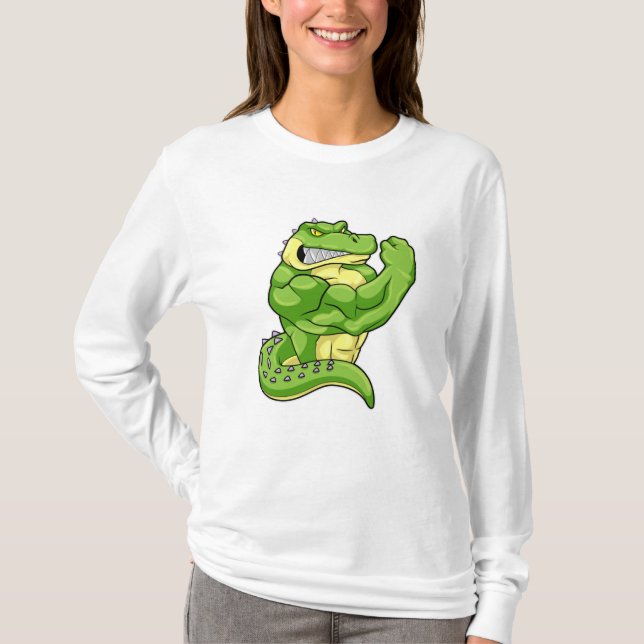 Camiseta Crocodilo como Criador de Porcos com Músculos Gran (Frente)