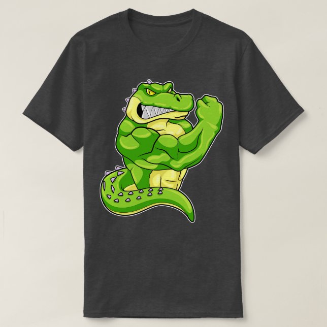 Camiseta Crocodilo como Criador de Porcos com Músculos Gran (Frente do Design)