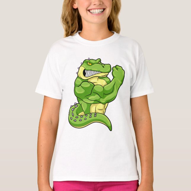 Camiseta Crocodilo como Criador de Porcos e Músculos Grande (Frente)