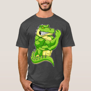 Camiseta Crocodilo como Fisiculturista com grandes Músculos