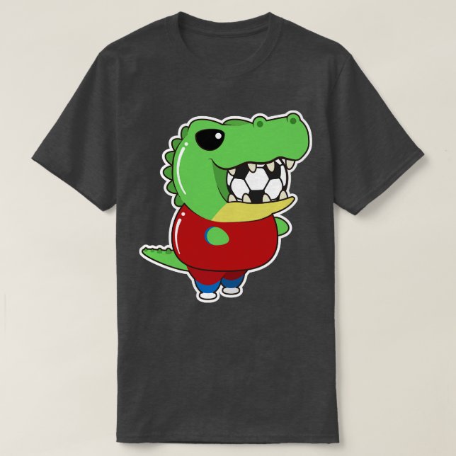 Camiseta Crocodilo como jogador com bola (Frente do Design)