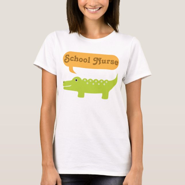 Camiseta Crocodilo da enfermeira da escola (Frente)