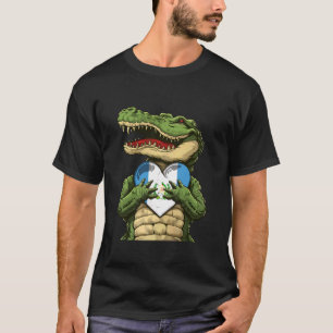 Camiseta Crocodilo da Guatemala Coração Bandeira da Guatema
