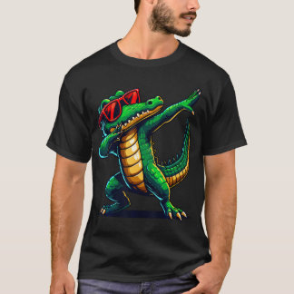 Camiseta Crocodilo Dabbing Com Óculos de Sol Jacaré Animal