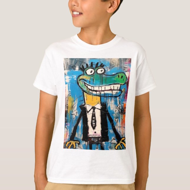 Camiseta Crocodilo de Arte da Rua Gator do grafite (Frente)
