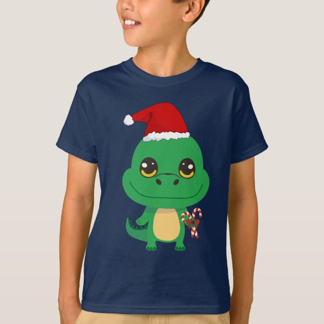 Camiseta Crocodilo de Natal bonito (Frente)