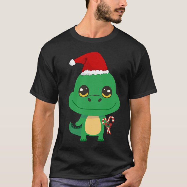 Camiseta Crocodilo de Natal bonito (Frente)