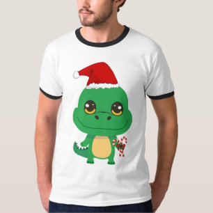 Camiseta Crocodilo de Natal bonito