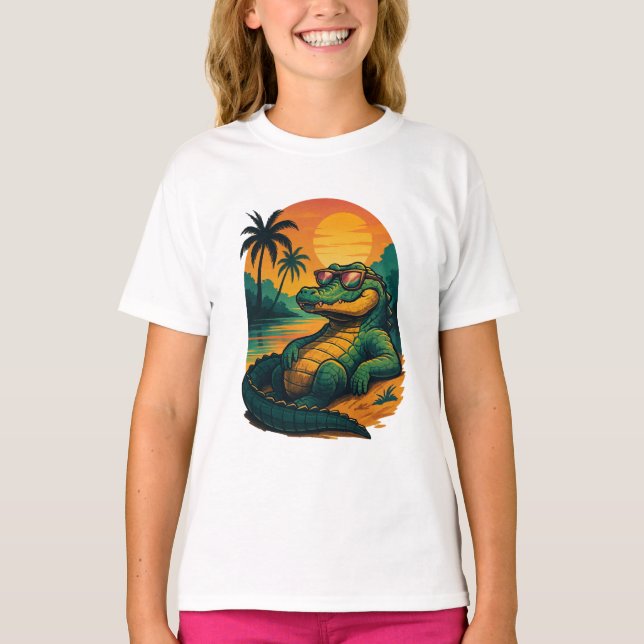 Camiseta Crocodilo de Verão sem fim - Retro (Frente)