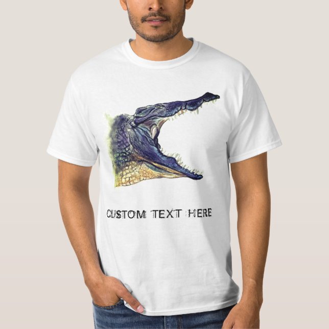 Camiseta Crocodilo - Desenho Animal - Adicione Seu Texto /  (Frente)