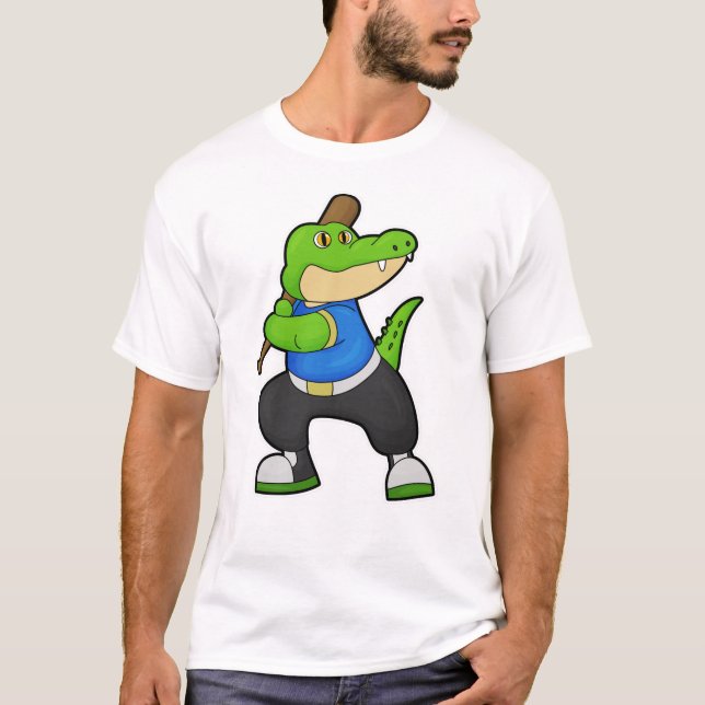 Camiseta Crocodilo em Baseball com Baco de Beisebol (Frente)