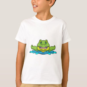 Camiseta Crocodilo em Nadação na Água