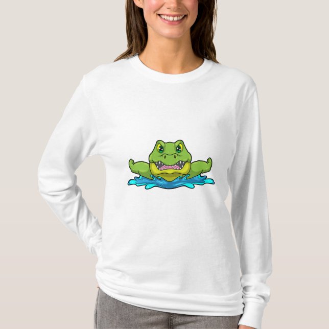 Camiseta Crocodilo em Nadação na Água (Frente)