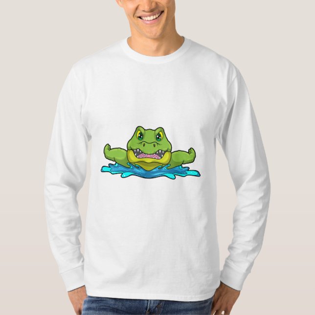 Camiseta Crocodilo em Nadação na Água (Frente)