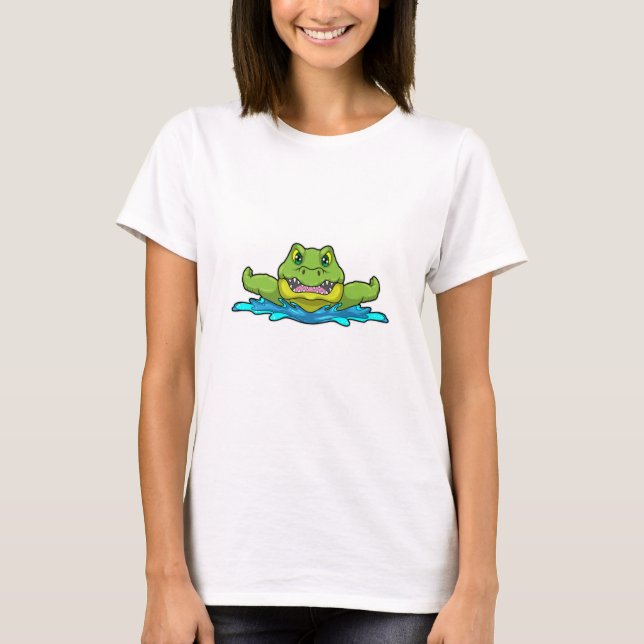 Camiseta Crocodilo em Nadação na Água (Frente)
