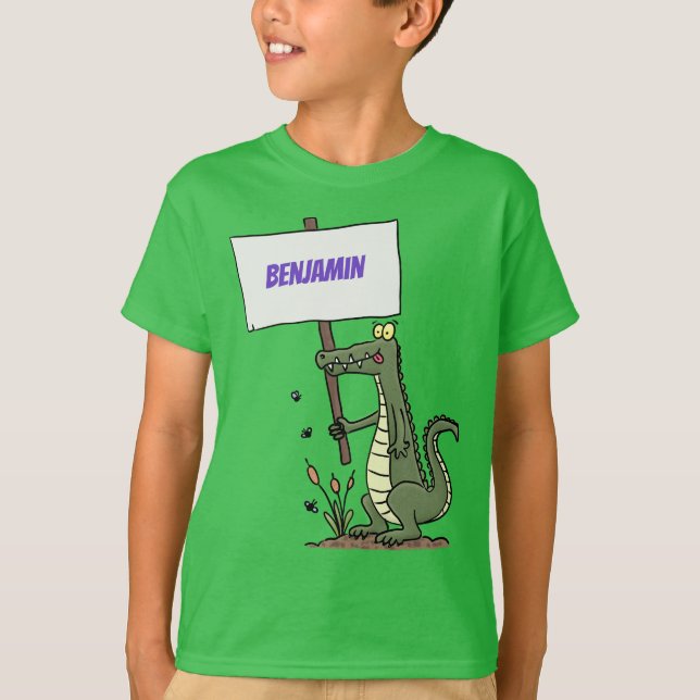 Camiseta Crocodilo engraçado, alinhador com cartoon (Frente)