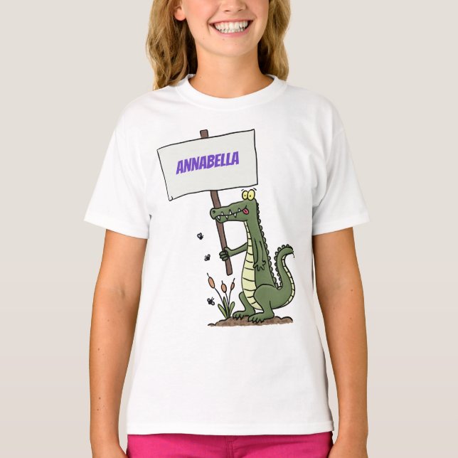 Camiseta Crocodilo engraçado, alinhador com cartoon (Frente)