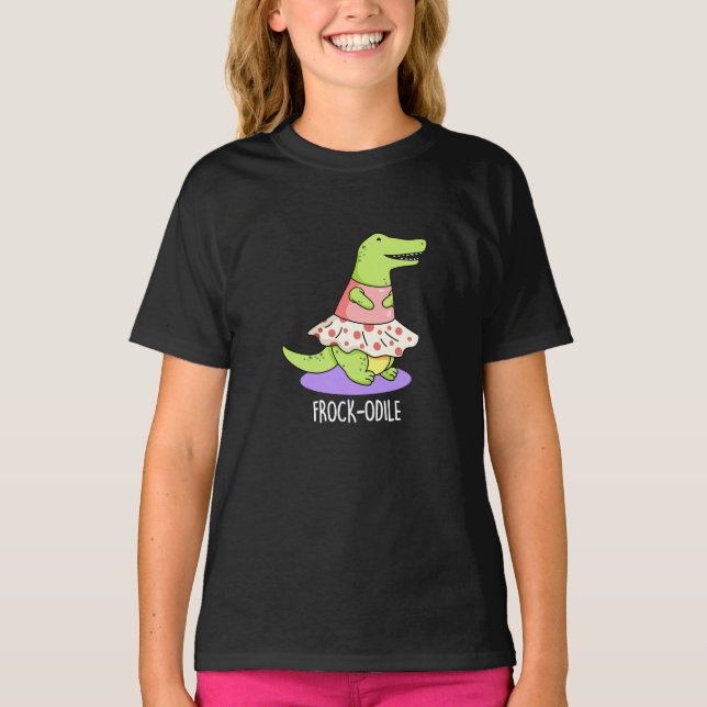 Camiseta Crocodilo Engraçado Engraçado Encurvado BG (Frente)