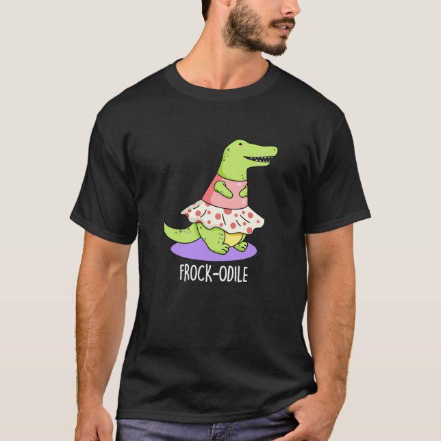 Camiseta Crocodilo Engraçado Engraçado Encurvado BG (Frente)