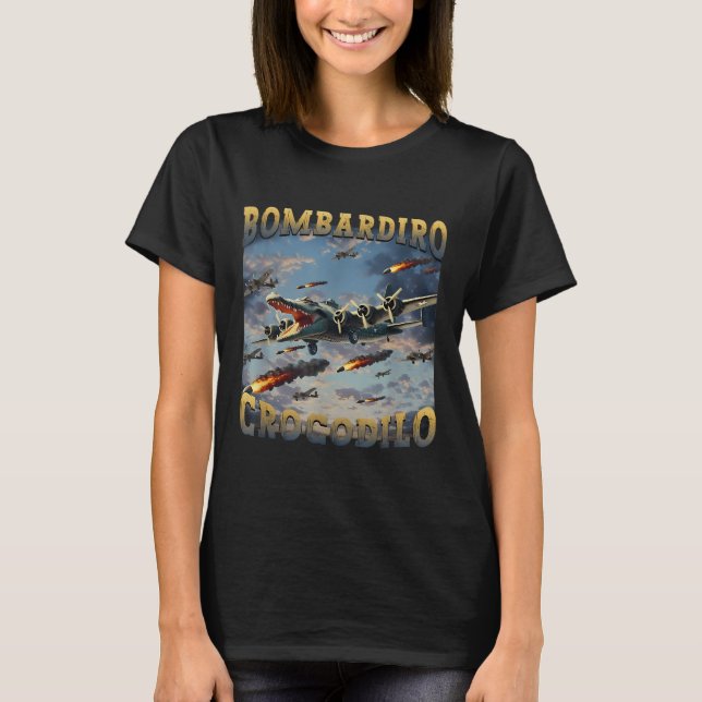 Camiseta Crocodilo Engraçado Memória Bombardiro Crocodilo F (Frente)