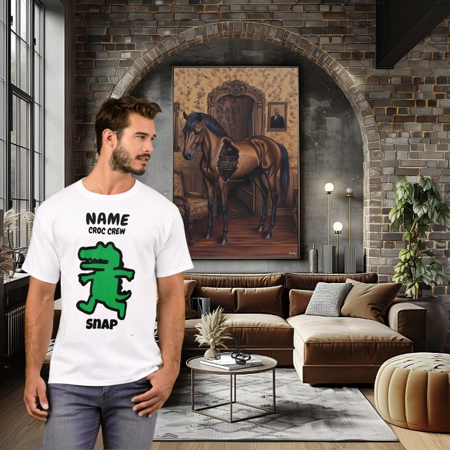 Camiseta Crocodilo Engraçado Snap - Design de Tripulação Pe (Criador carregado)