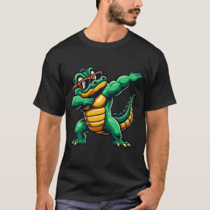 Camiseta Crocodilo Fazendo Dab Com Óculos de Sol Jacaré Ani