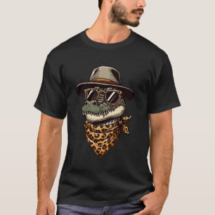 Camiseta Crocodilo Jacaré Leopardo Cachecol Óculos de Sol