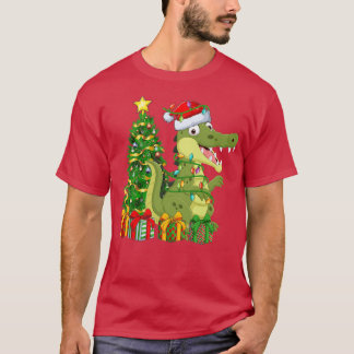 Camiseta Crocodilo Lighting Árvore Xmas Correspondente ao C