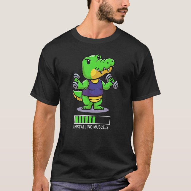 Camiseta Crocodilo Musculoso Formação De Força De Bar (Frente)