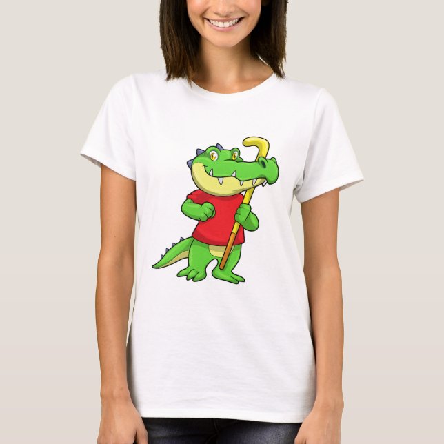 Camiseta Crocodilo no hóquei em campo com Stick (Frente)