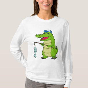 Camiseta Crocodilo Pesca com Pescado