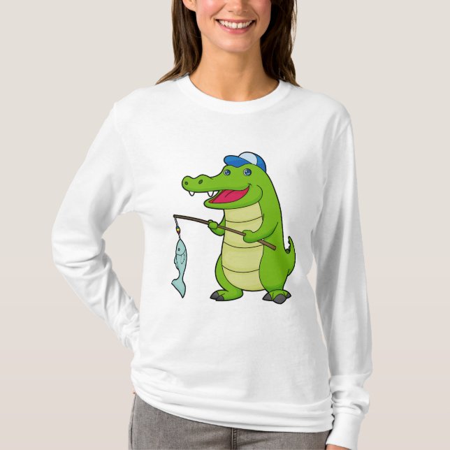 Camiseta Crocodilo Pesca com Pescado (Frente)