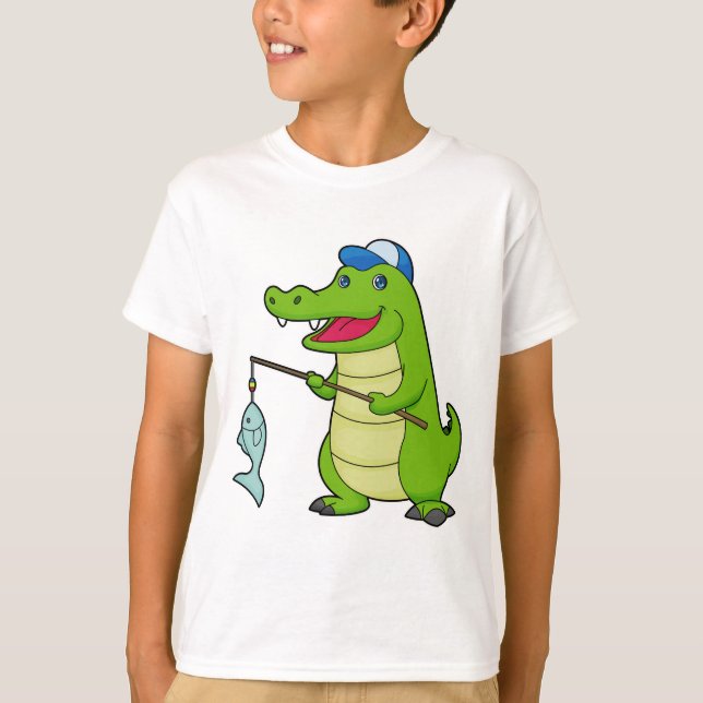 Camiseta Crocodilo Pesca com Pescado (Frente)