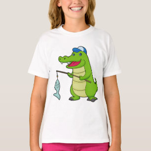 Camiseta Crocodilo Pesca com Pescado