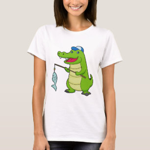 Camiseta Crocodilo Pesca com Pescado