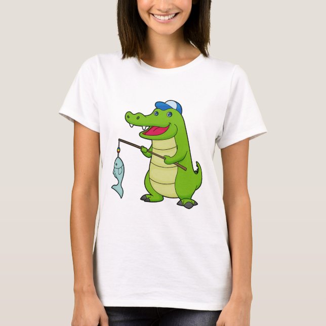 Camiseta Crocodilo Pesca com Pescado (Frente)