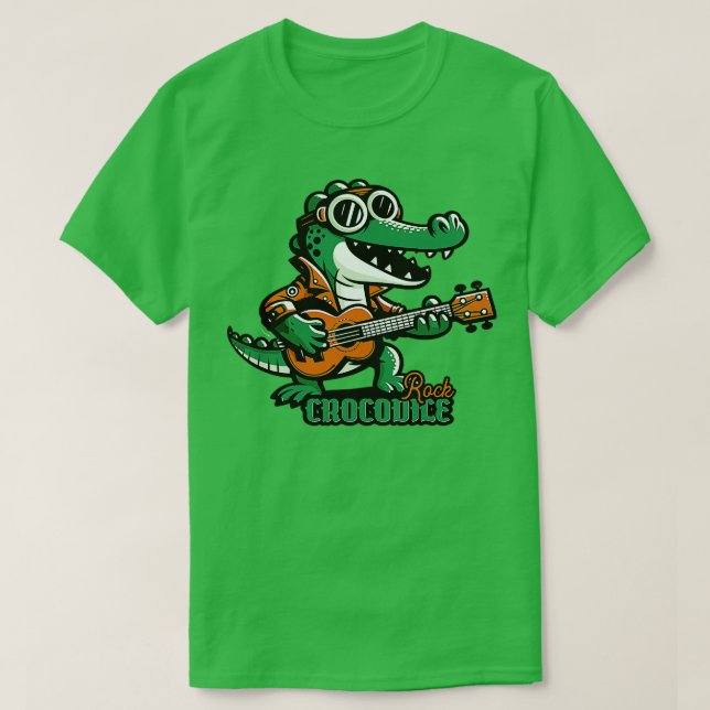 Camiseta Crocodilo Rock Retro Music Fan (Frente do Design)