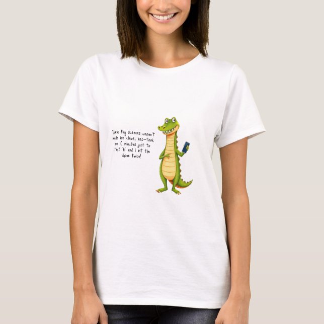 Camiseta Crocodilo usando um celular engraçado (Frente)
