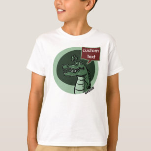 Camiseta Para Bebê Boca verde do jacaré do crocodilo dos desenhos