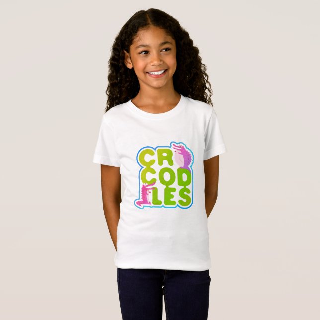Camiseta Crocodilos com dois crocos felizes - letras verdes (Frente Completa)
