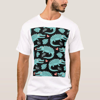 Camiseta Crocodilos de animação, um padrão perfeito.