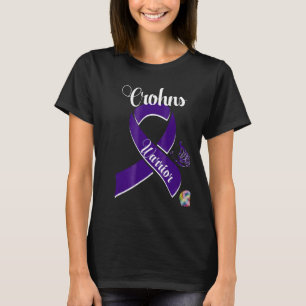 Camiseta Crohns Warrior Com Fita Roxa E Borboleta