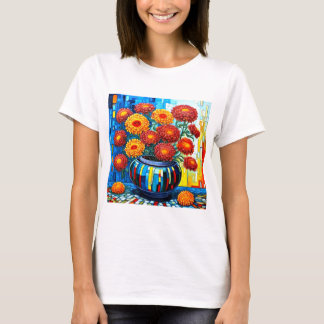 Camiseta Crolisântemos laranja no vaso