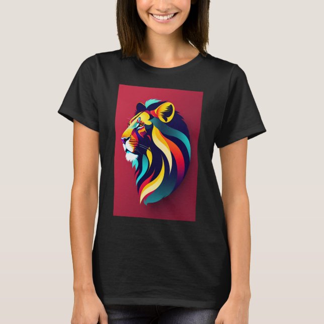 Camiseta CromaRoar: Logotipo do Leão Abstrato (Frente)