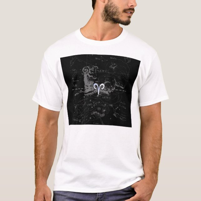 Camiseta Cromo como Aries Símbolo Zodíaco em Hevélio (Frente)