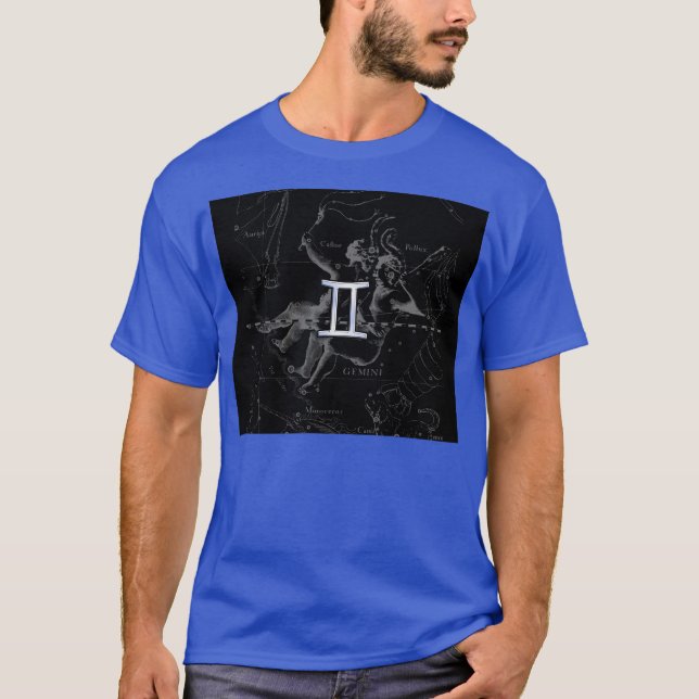 Camiseta Cromo como Gemini Símbolo Zodíaco em Hevélio (Frente)