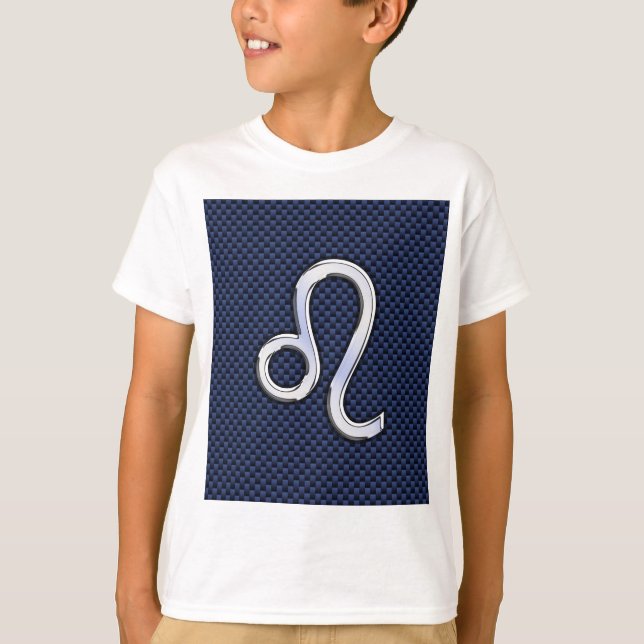 Camiseta Cromo Como Leo Zodiac Sinal Fibra Azul De Carbono (Frente)