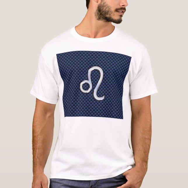 Camiseta Cromo Como Leo Zodiac Sinal Fibra Azul De Carbono (Frente)